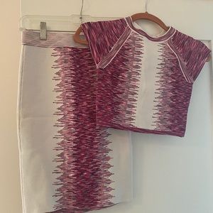 Bebe two piece white and pink outfit